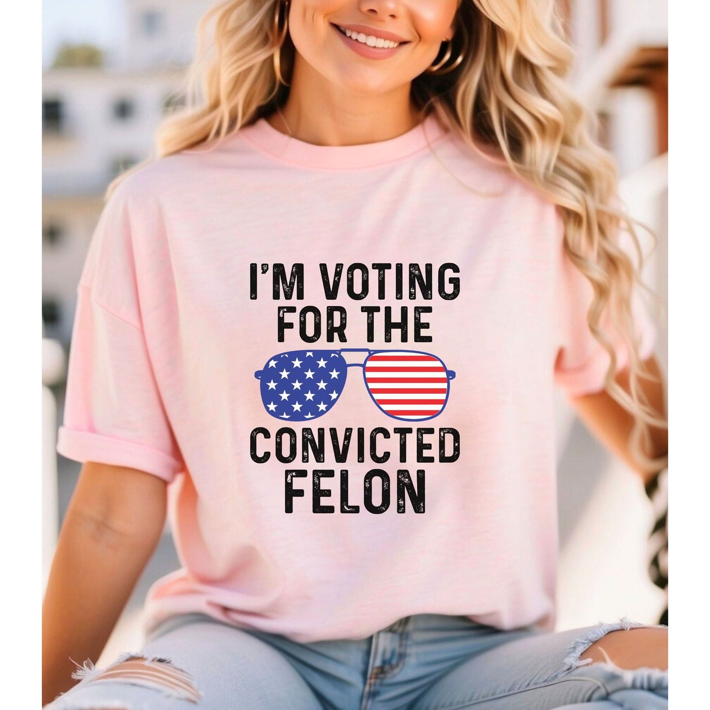 I'm Voting For The Felon Shirt Trump for President 2024 Sweatshirt Trump Nation Mugshot 47 Sweatshirt Republican Women Men Merica T Shirt