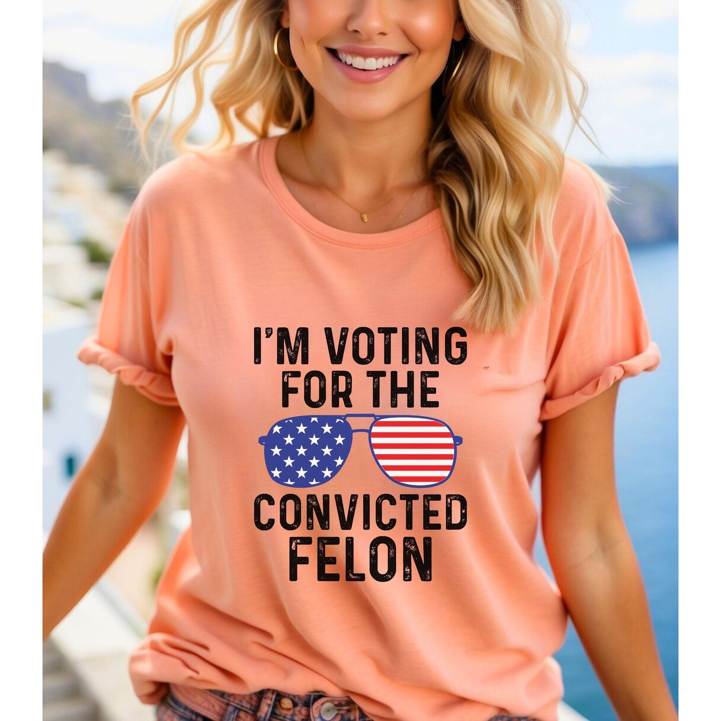I'm Voting For The Felon Shirt Trump for President 2024 Sweatshirt Trump Nation Mugshot 47 Sweatshirt Republican Women Men Merica T Shirt
