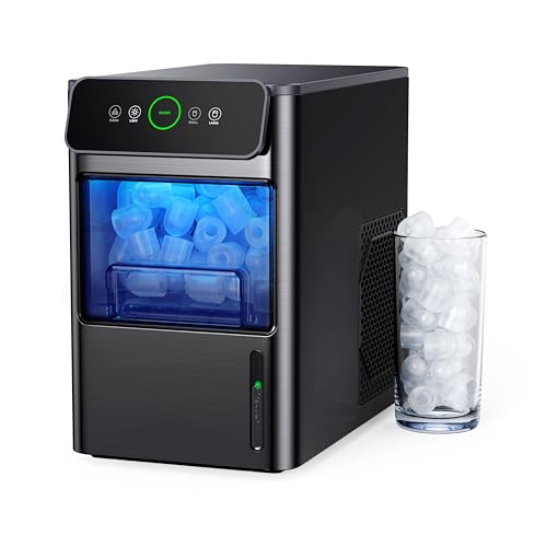 Silonn Ice Maker Coutertop Machine - Portable Ice Cube Maker, 2.6lbs Ice Basket with Bullet Ice in 6 Mins, Visible Water Level Window and Scoop, Stainless Steel, Ideal for Kitchen, Office, Camping