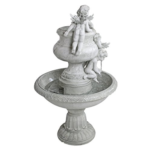 design TOSCANO Water Fountain - 4 Foot Tall Cherubs at Play Garden Decor Fountain - Outdoor Water Feature