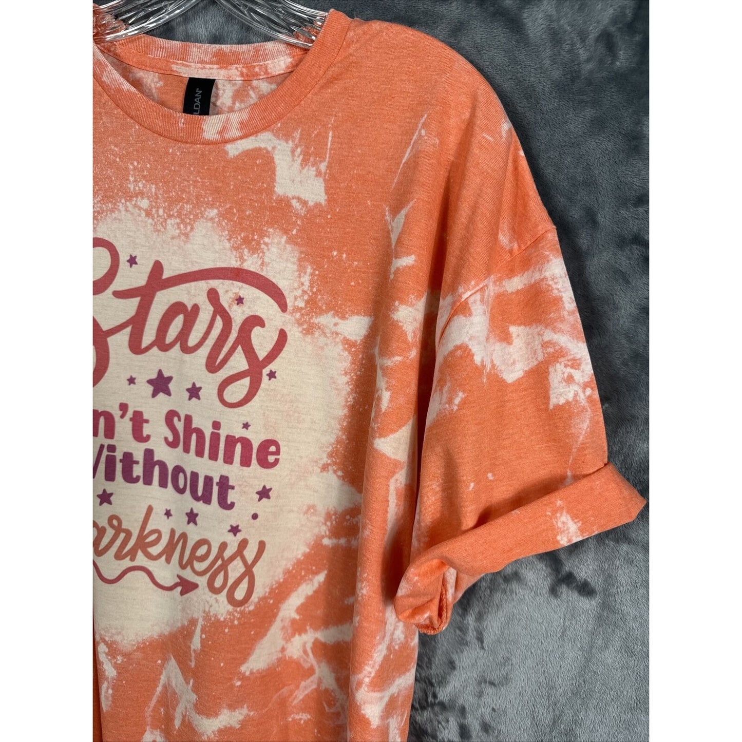 Women’s Shirt Stars Can’t Shine Without  Darkness Size Adult X L Orange Bleached