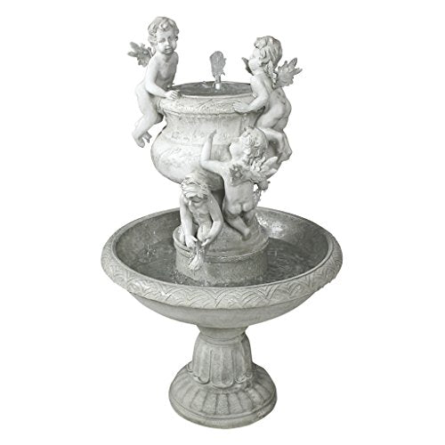 design TOSCANO Water Fountain - 4 Foot Tall Cherubs at Play Garden Decor Fountain - Outdoor Water Feature