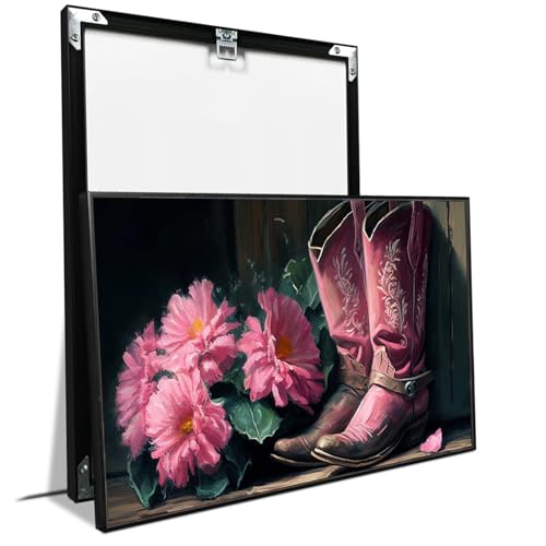 JODYCEBU Pink Cowgirl Boots Wall Canvas Art Poster Western Aesthetic Nursery Country Dorm Room Art Boho Girly Print Wall Decor