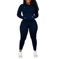 Nimsruc 2 Piece Outfits For Women Sweatsuits Sets Hooded Tracksuit Long Sleeve Pullover Jogger Sweat Pants Set Dark Blue M