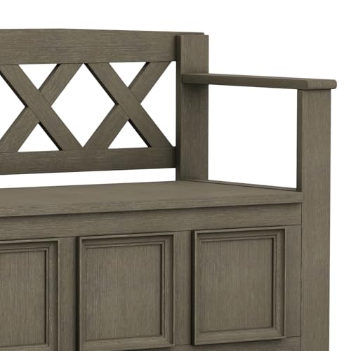 SIMPLIHOME Amherst Entryway Storage Bench - 48 inch Wide Solid Wood Hallway Seat in Farmhouse Grey, Transitional Bench for Entryway or Living Room with Lift-Up Lid and Spacious Storage