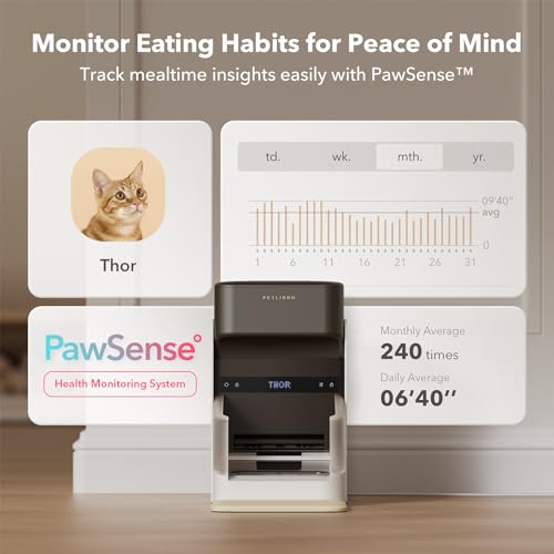 PETLIBRO Upgraded RFID Automatic Cat Feeder, 5G Wi-Fi Automatic Pet Feeder, 3L Auto Cat Feeder App Control with Light Collar Tag, Tag Activated One Automatic Cat Food Dispenser 1-10 Meals Control