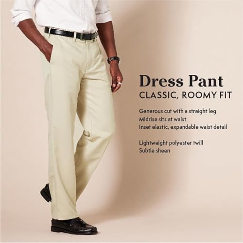Amazon Essentials Men's Classic-Fit Expandable-Waist Flat-Front Dress Pant, Black, 36W x 32L