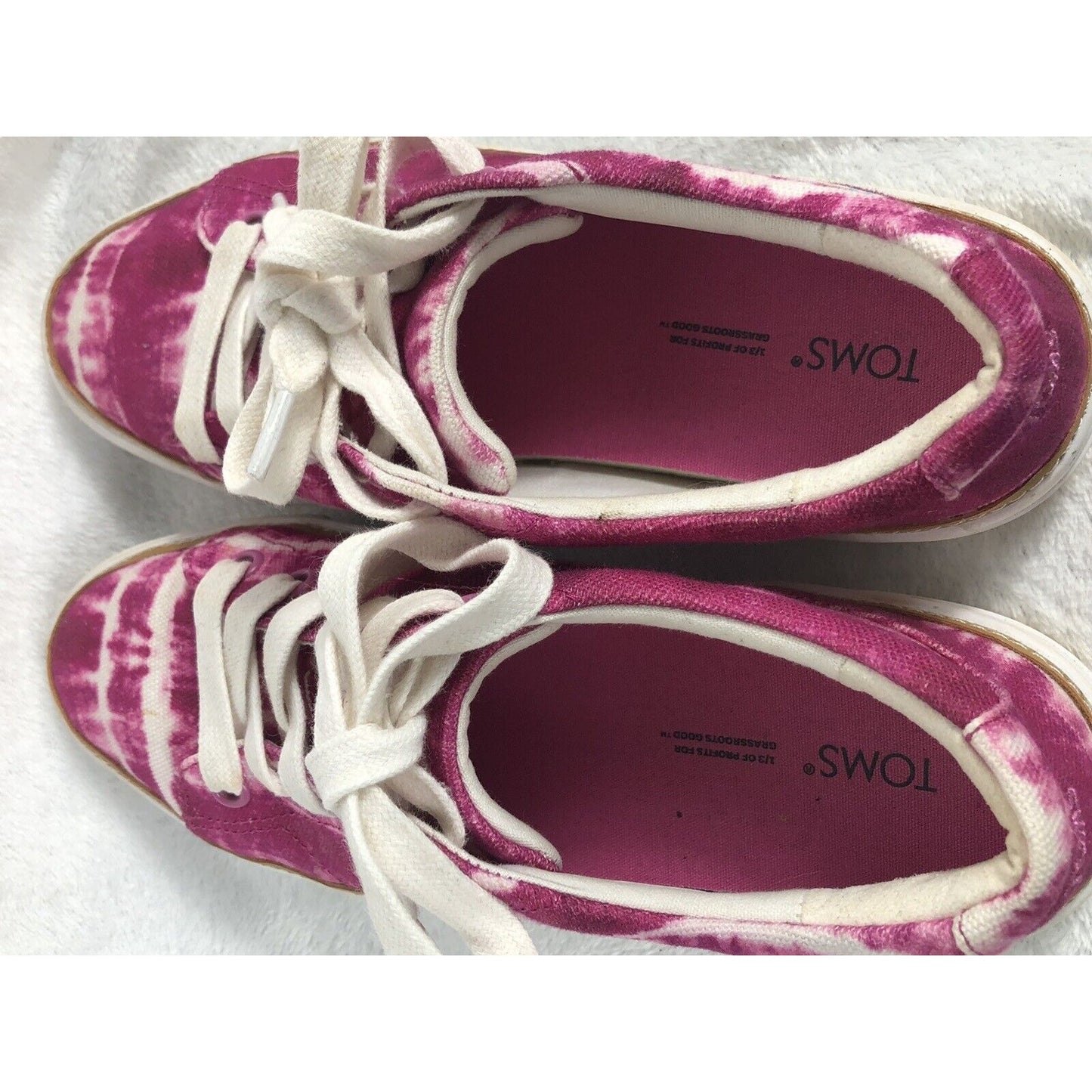 TOMS Shoes Womens 9.5 Pink White Tie Dye Sneakers Casual Canvas Alex