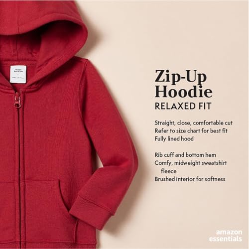 Amazon Essentials Girls' Fleece Zip-Up Hoodie Sweatshirt, Aqua Blue, Medium