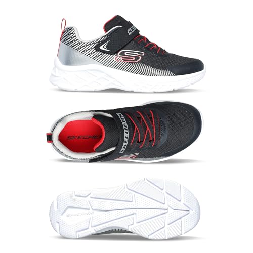 Skechers Kids Boys Microspec Ii Sneaker, Black/Silver, 11 Little Kid
