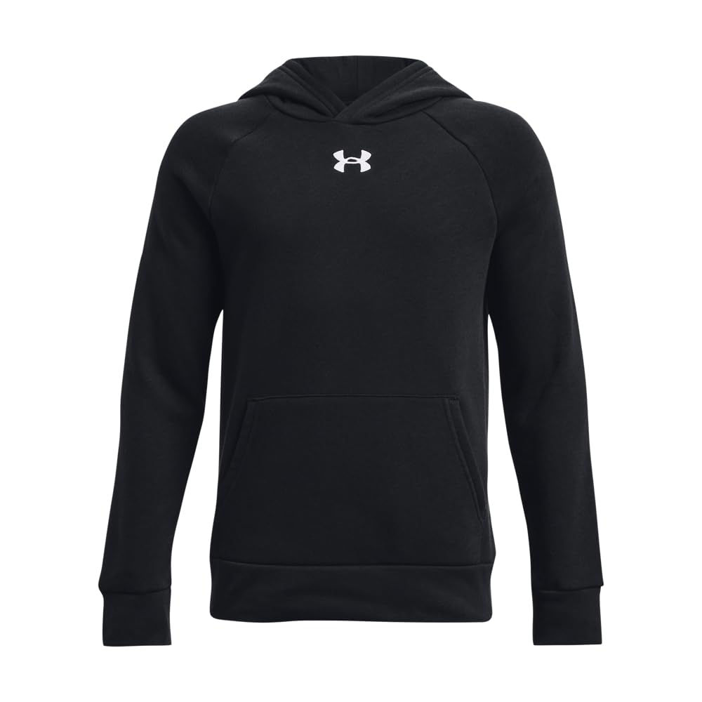 Under Armour Boys Rival Fleece Hoodie, (001) Black / / White, Small