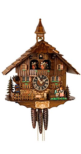 Cuckoo Clock moveable kissing Couple, turning mill-wheel HO 638T