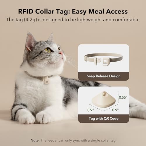 PETLIBRO Upgraded RFID Automatic Cat Feeder, 5G Wi-Fi Automatic Pet Feeder, 3L Auto Cat Feeder App Control with Light Collar Tag, Tag Activated One Automatic Cat Food Dispenser 1-10 Meals Control