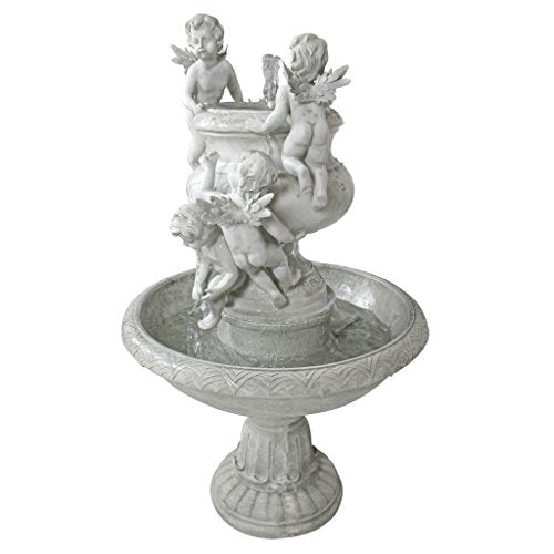 design TOSCANO Water Fountain - 4 Foot Tall Cherubs at Play Garden Decor Fountain - Outdoor Water Feature