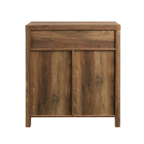 Walker Edison Cass Modern Farmhouse Double Barn Door Accent Cabinet, 30 Inch, Rustic Oak, Without Fireplace