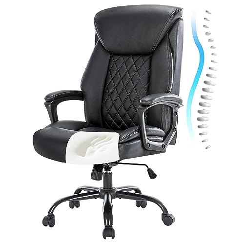 HESL Office Chair-Office Desk Chair,Computer Chair, Ergonomic Office Chair,Leather Office Chair, Executive Office Chair High Back,Comfy Desk Office Chair with Padded Armrests