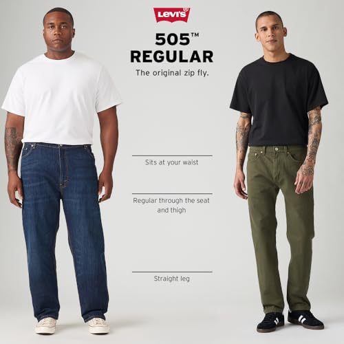 Levi's Men's 505 Regular Fit Jeans (Also Available in Big & Tall), Black-Discontinued, 48W x 32L