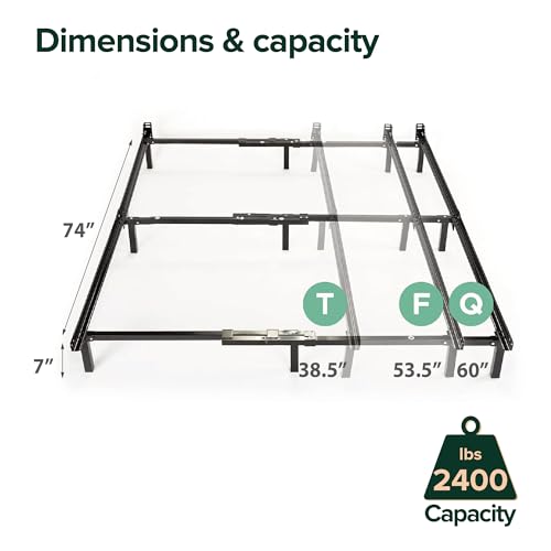 ZINUS Compack Metal Adjustable Bed Frame / 7 Inch Support Bed Frame for Box Spring and Mattress Set, Twin/Full/Queen