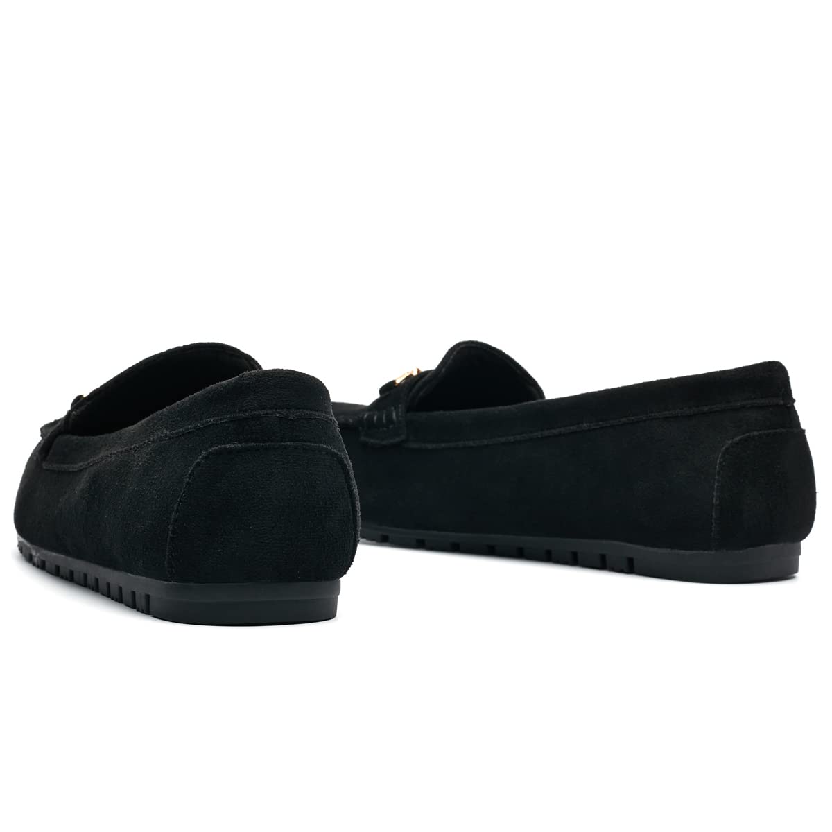 DeYashopin Women's Loafer Shoes Leisure Slip On Work Shoes Comfort Walking Flats Black Velvet 10