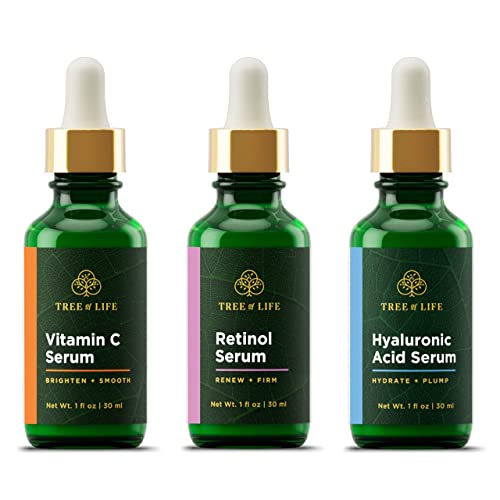 Tree of Life Vitamin C Serum, Retinol Serum & Hyaluronic Acid Serum for Face - Face Serum for Women Anti Aging Skin Care Set Facial Serum, Power Trio Face Serums for Anti Aging - Pack of 3, 2 Fl Oz