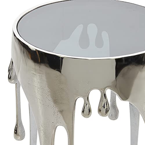 Deco 79 Contemporary Aluminum Accent, Side Table 16" x 16" x 25", Silver