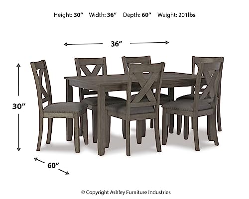 Signature Design by Ashley Caitbrook Rustic 7 Piece Dining Set, Include Table and 6 Chairs, Gray