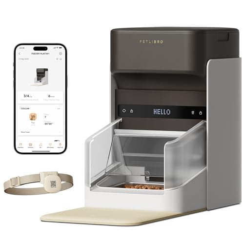 PETLIBRO Upgraded RFID Automatic Cat Feeder, 5G Wi-Fi Automatic Pet Feeder, 3L Auto Cat Feeder App Control with Light Collar Tag, Tag Activated One Automatic Cat Food Dispenser 1-10 Meals Control