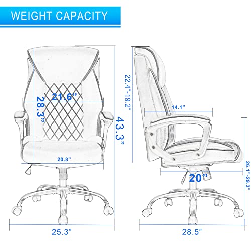 HESL Office Chair-Office Desk Chair,Computer Chair, Ergonomic Office Chair,Leather Office Chair, Executive Office Chair High Back,Comfy Desk Office Chair with Padded Armrests