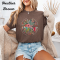 Floral Graphic Tee, Positive Message Shirt, Heather Brown T-Shirt, Unisex Crew Neck Tee, Boho Style Top, Gift for Her, Casual Fall Fashion
