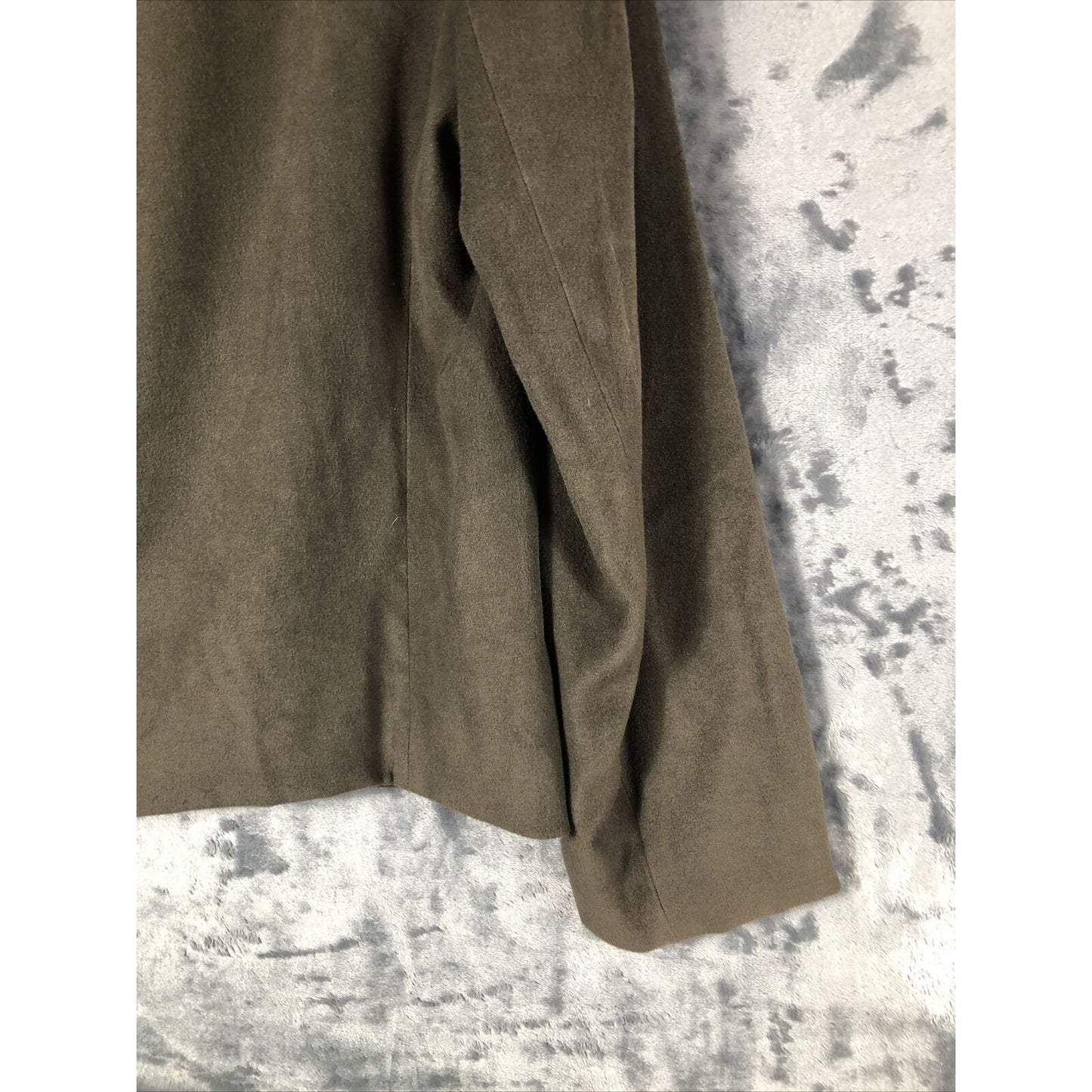 Anne Klein Women’s Jacket Neiman Marcus Suede Olive Green Moto Large Snap Front