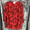 N Touch Ladies Blouse  Red Top Size Medium  Bronze Shoulder Details