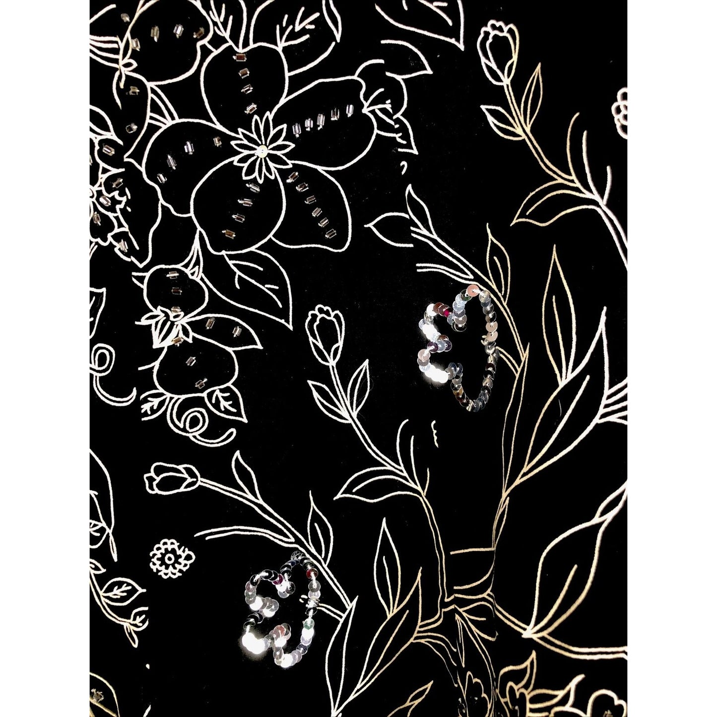 Ann Taylor Loft Skirt 4 Women’s Black Flare Floral Sequined Black Tan