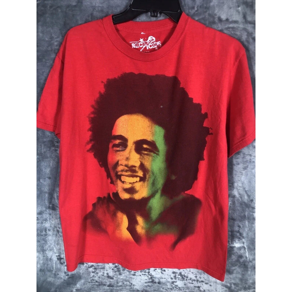 Vintage Bob Marley Rare Concert Shirt￼ Rock Icons Retro Red T-Shirt Size Medium