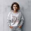 Faith Can Move Mountains Sweatshirt, Motivational Hiking Gift, Nature Lover Crewneck, Custom Printed Apparel, Inspirational Clothing