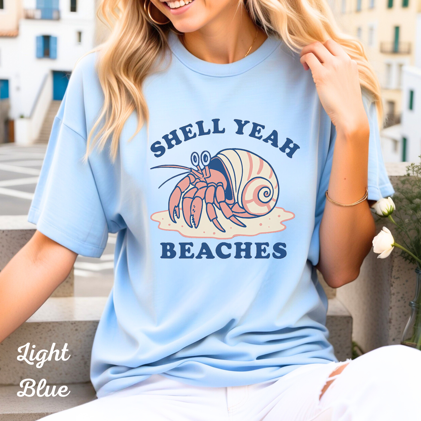 Shell Yeah Beaches T-Shirt – Funny Beach Graphic Tee, Summer Vacation Shirt, Coastal Vibes Apparel