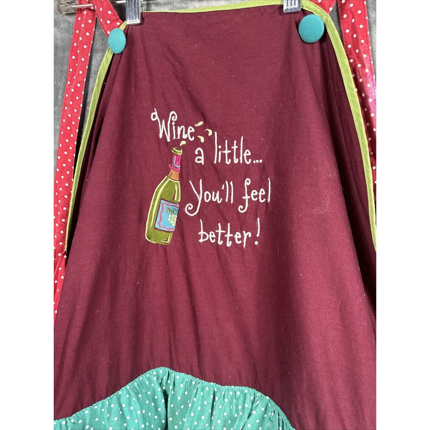 Kay Dee Designs Apron 'Wine a Little... You'll Feel Better' Kitchen Ruffles Wine