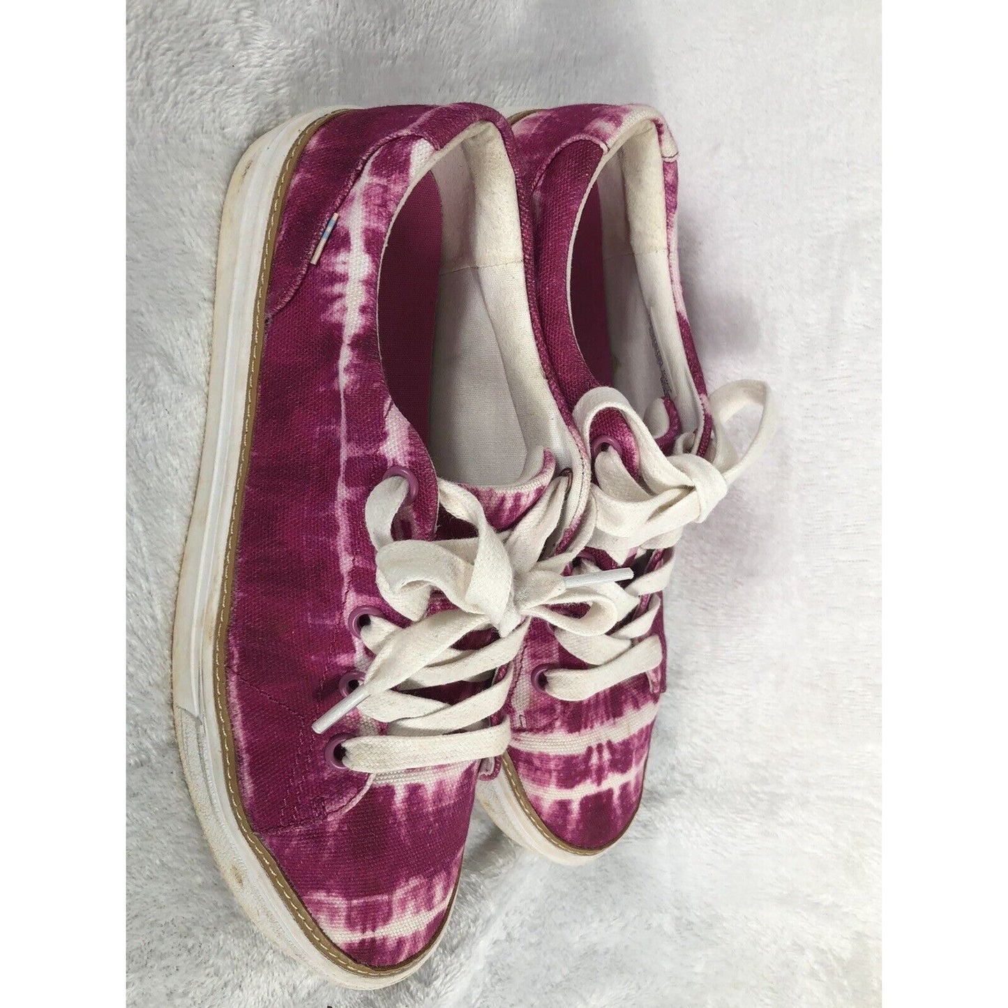 TOMS Shoes Womens 9.5 Pink White Tie Dye Sneakers Casual Canvas Alex