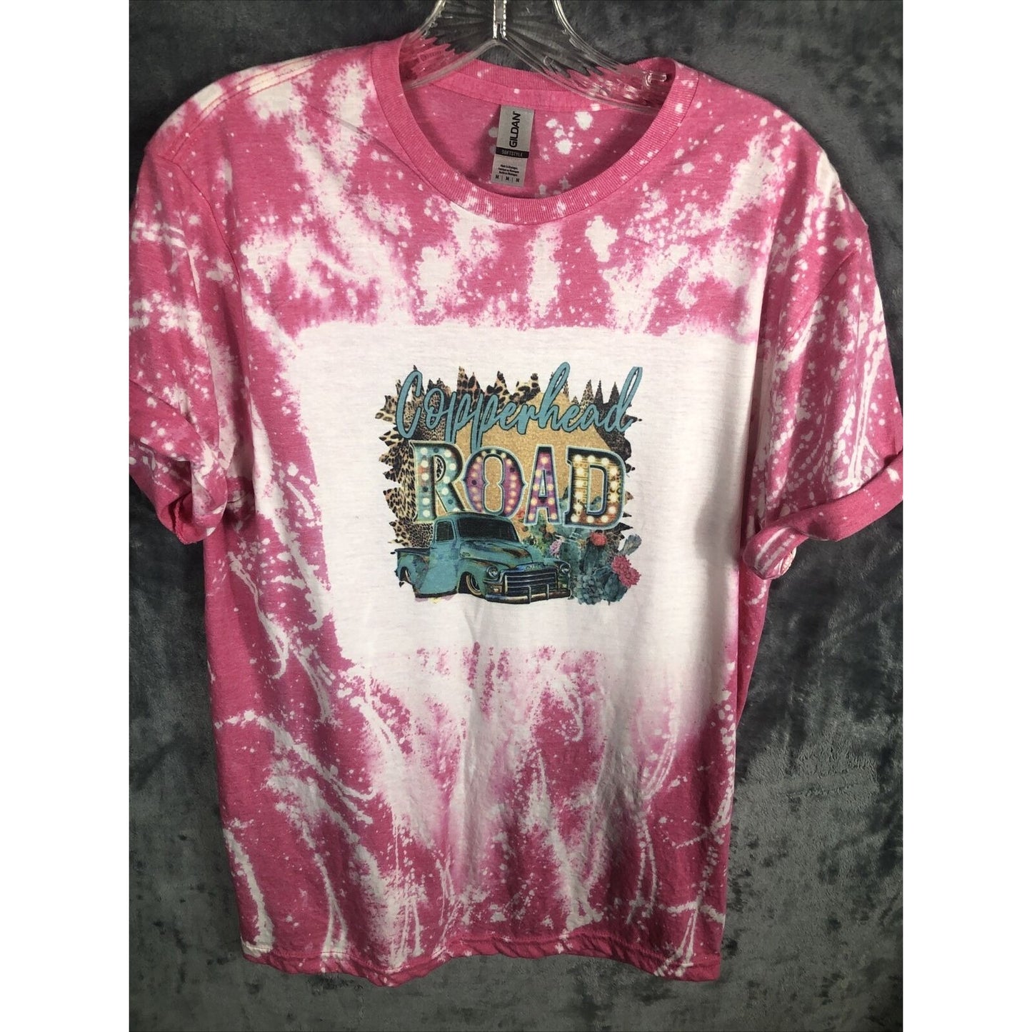 Gildan Copperhead Road Steve Earle T-Shirt Pink Tie-Dye Graphic Tee Unisex Medium