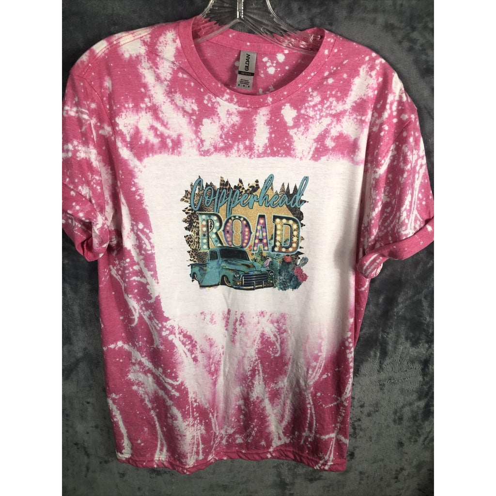 Gildan Copperhead Road Steve Earle T-Shirt Pink Tie-Dye Graphic Tee Unisex Medium