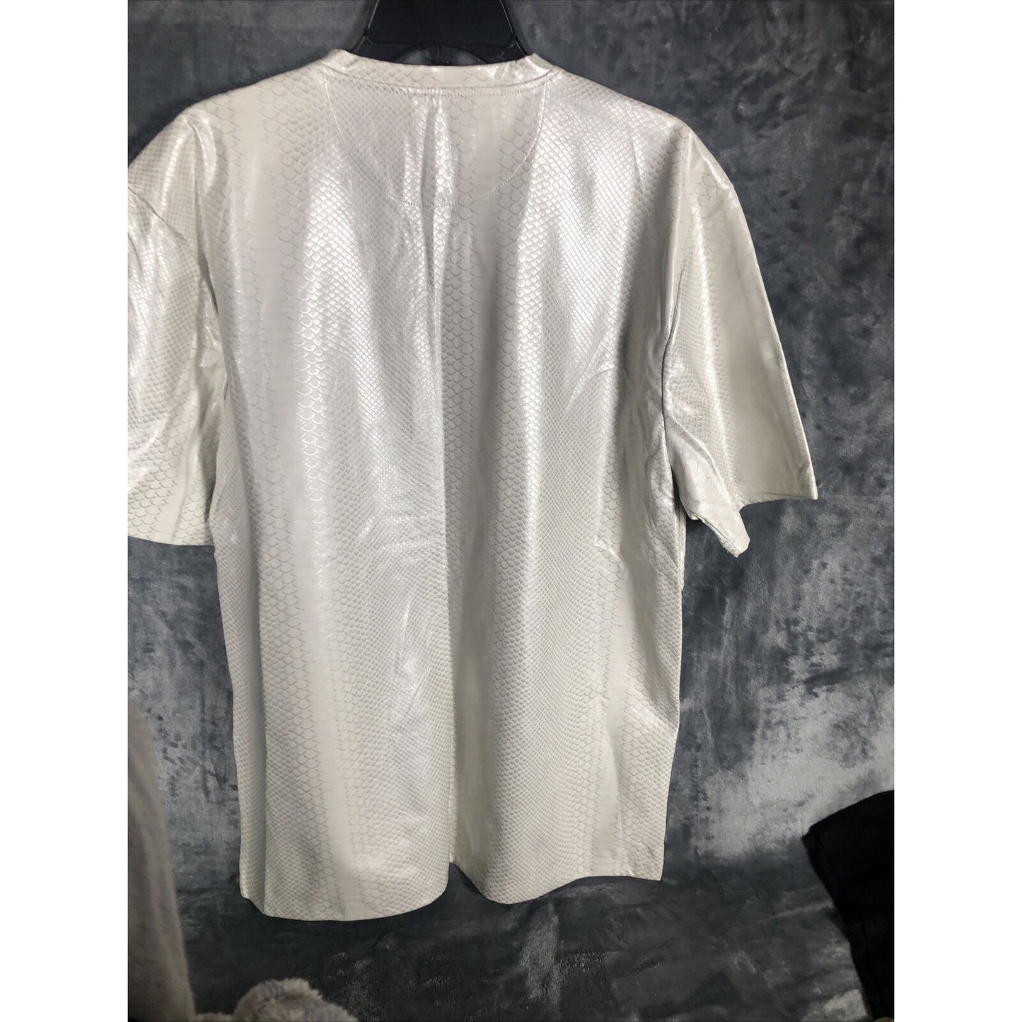 Decibel Mens Shirt Ivory Fish Scale   Casual Wear/Streetwear Size Adult 2x Large
