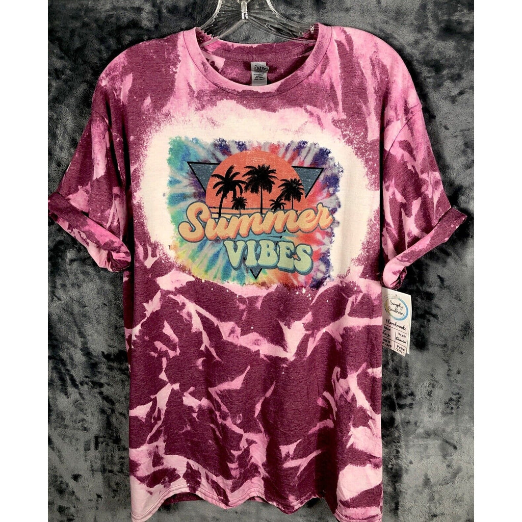 Woman's T Shirt Summer Vibes Tropical Breeze Tie-Dyed Large Soft Cotton Shirt
