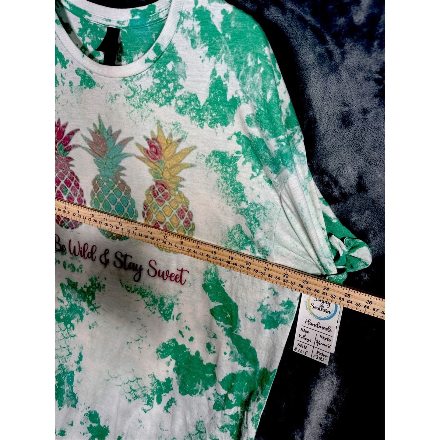 Be Wild & Stay Sweet Woman’s Summer T Shirt Tie Dye Mermaid, Pineapple, Theme XL