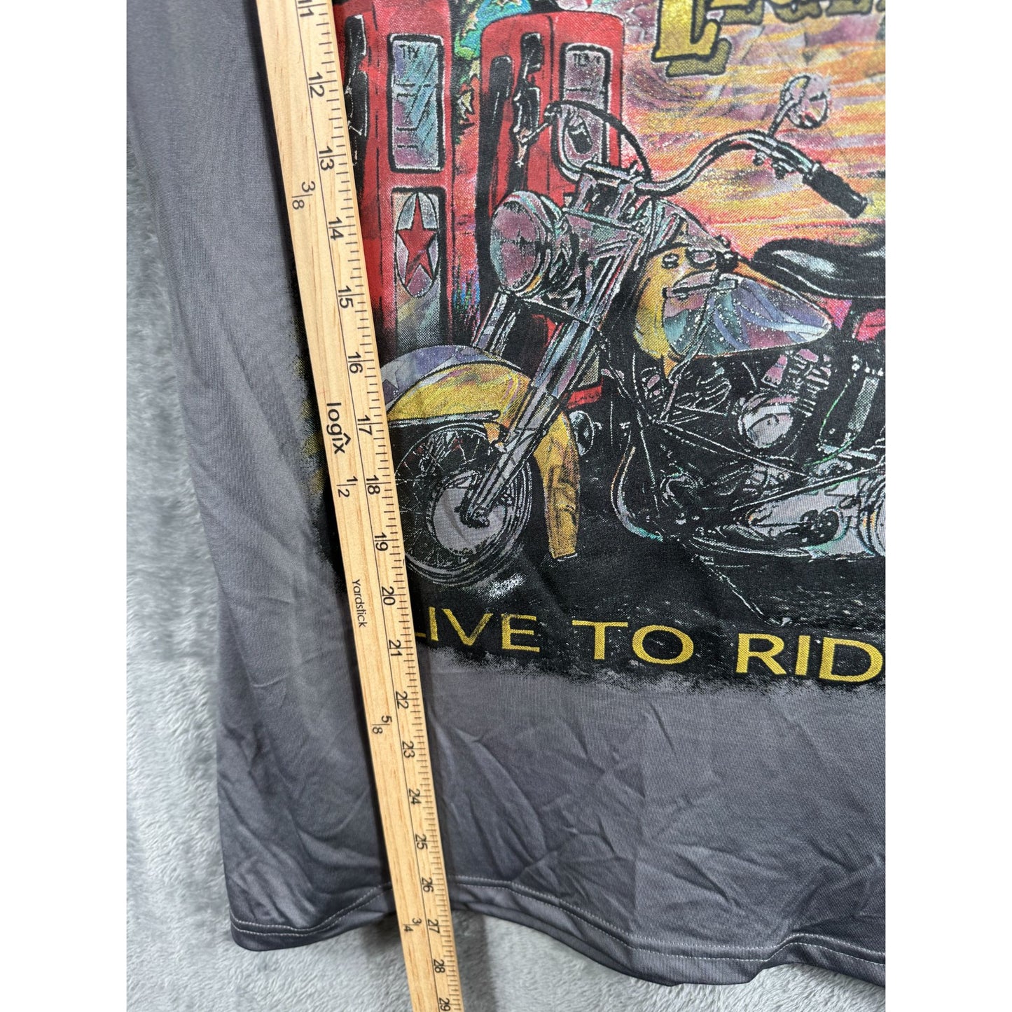 Mens Motorcycle T-Shirt Live to Ride Graphic Tee Living Legend Gray Size M