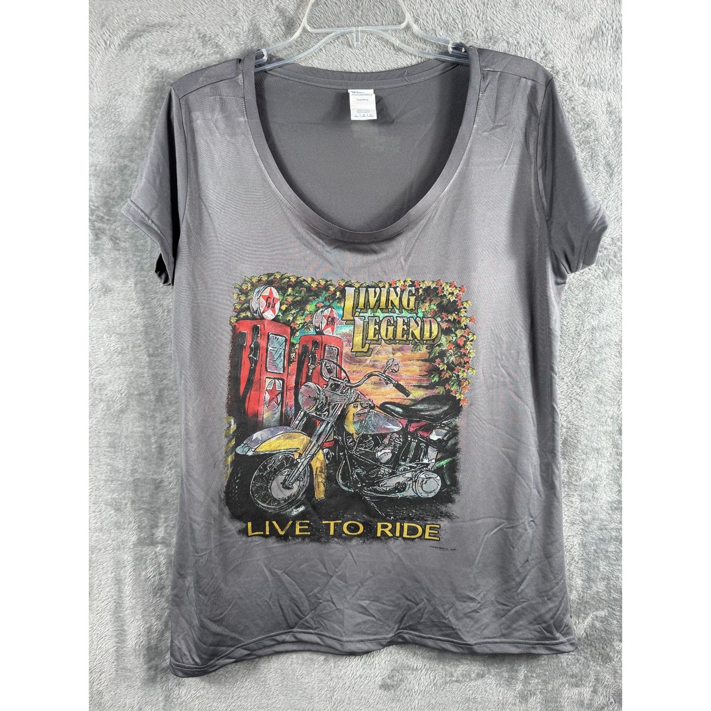 Mens Motorcycle T-Shirt Live to Ride Graphic Tee Living Legend Gray Size M
