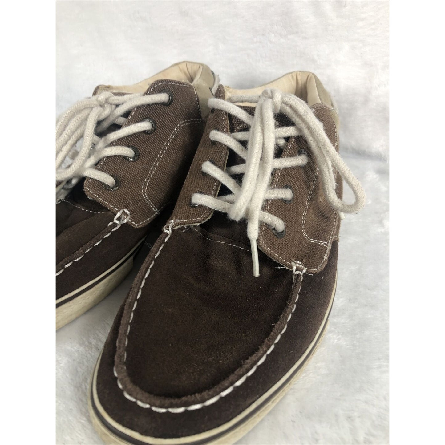 GBX Mens Boat Shoes 10M Casual Slip On Moc Toe Brown Leather Comfort Flats