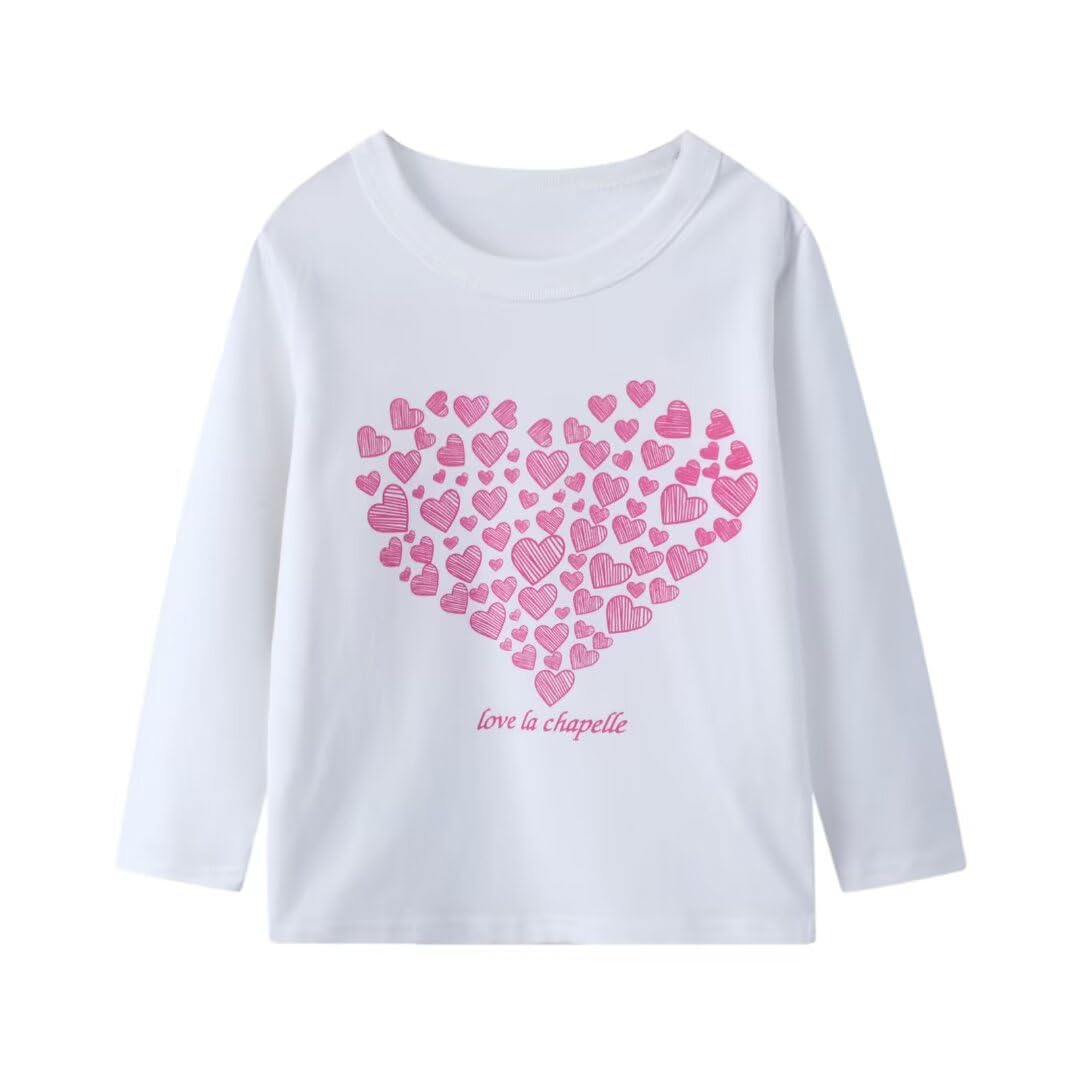 MSSMART Girls Unicorn Shirt Toddler Long Sleeve Clothes Fall Crewneck Top Kids Autumn Cotton Heart Tee 3 Pack Size 2T