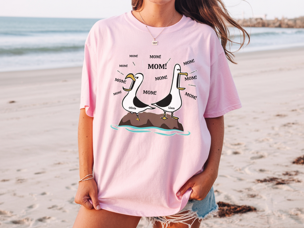 Funny Seagull Racerback Tank Top, Personalized Name Tank, Cute Mom Gift, Lightweight Comfy Top, Ideal for Summer, Casual Wear