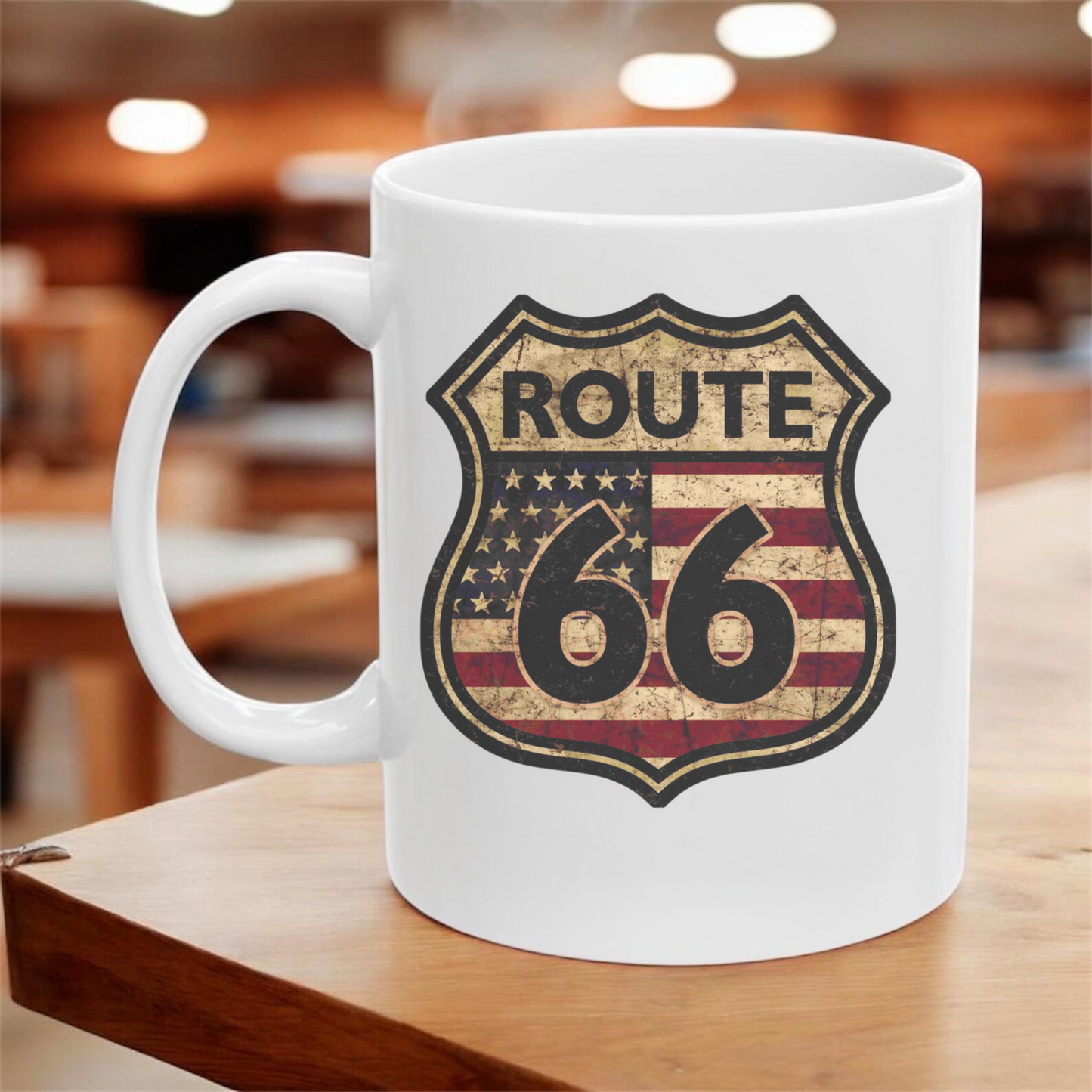 Route 66 Mug, Vintage Travel Mug, USA Souvenir Coffee Cup 11oz, American Road Trip Gift, Classic Highway Ceramic Mug, Unique Gift Idea
