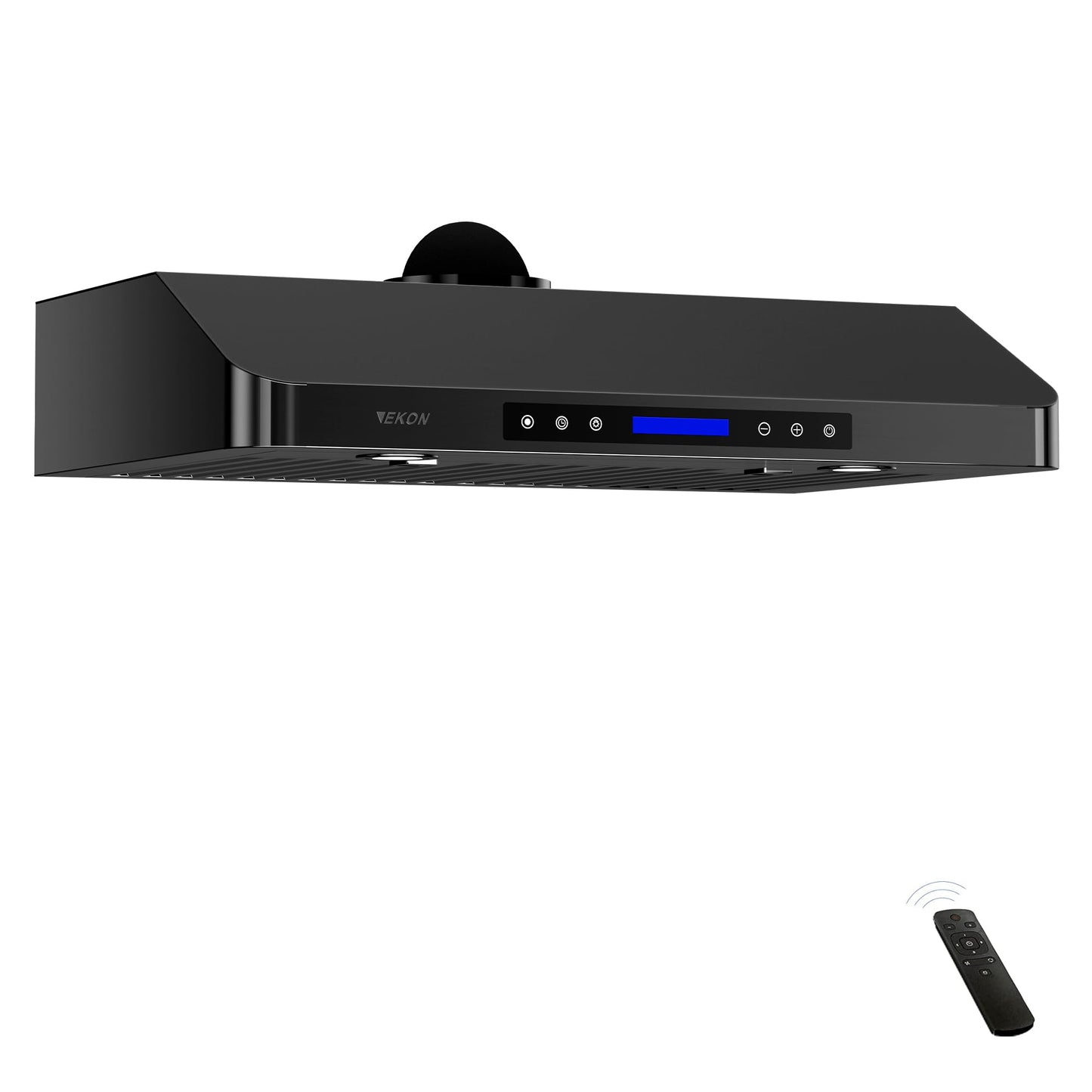 EKON 42 inches Black Under Cabinet Range Hood, 900 CFM Stainless Steel Kitchen Chimney Vent, 4 Speed Touch Screen Control With Remote 2Pcs 3W LED lights Dishwasher-safe Filters Fan Timer