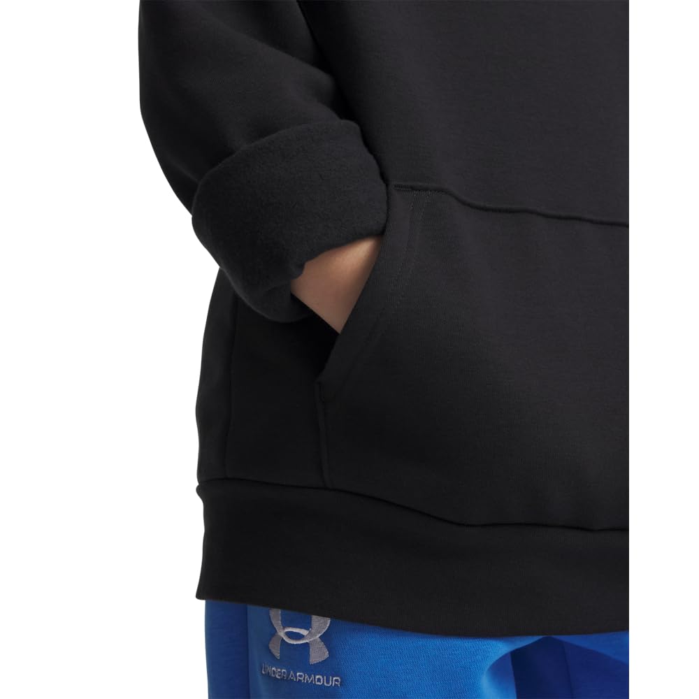 Under Armour Boys Rival Fleece Hoodie, (001) Black / / White, Small